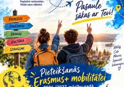 Uzsākusies pieteikšanās Erasmus+ mobilitātei 2026./2027.mācību gadā